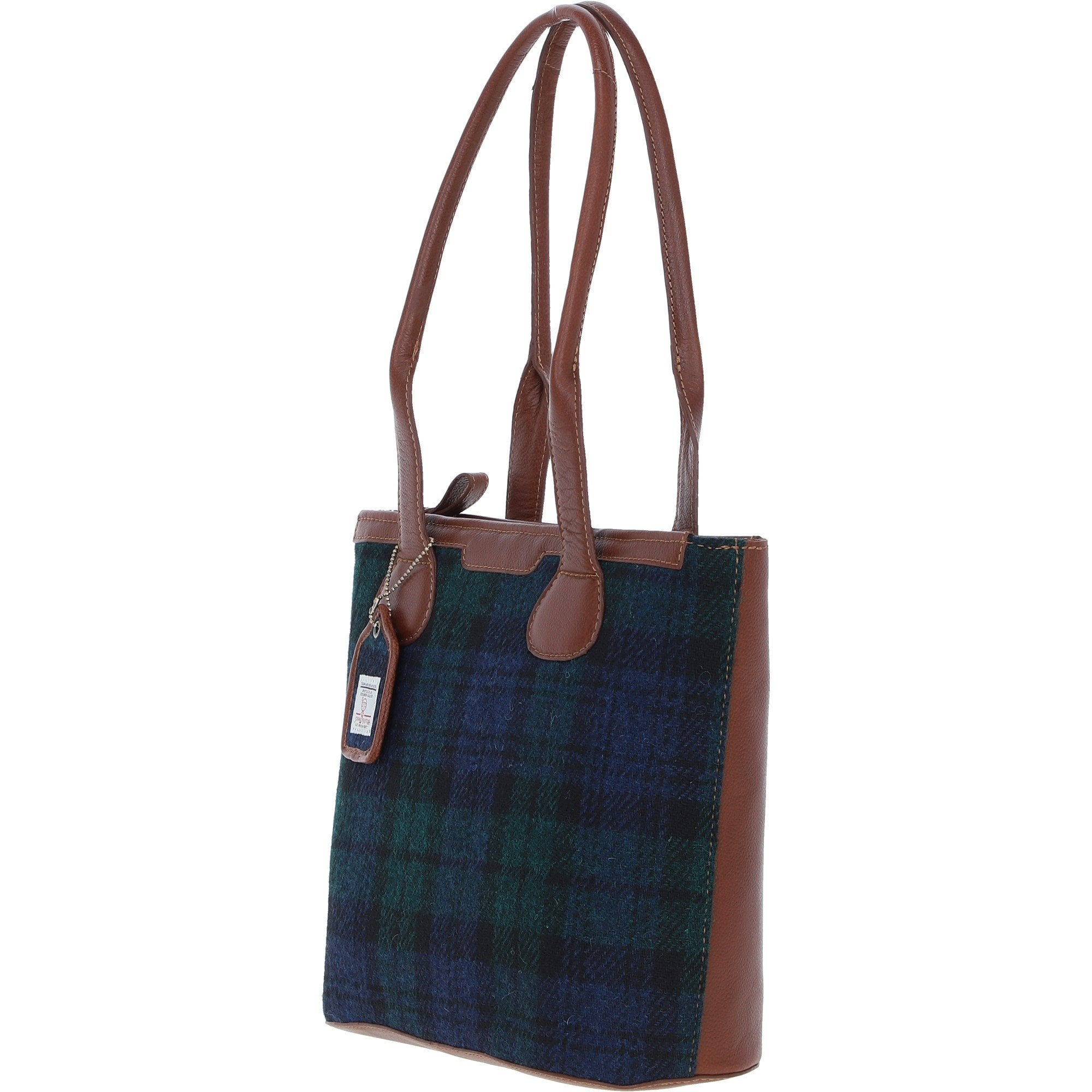 Ashwood Leather & Harris Tweed® Cloth Genuine Leather Shoulder Bag Tan/Watch: TW-23-04-TW