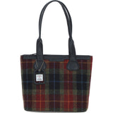 Ashwood Leather & Harris Tweed® Cloth Genuine Leather Shoulder Bag Black/Green/Red: TW-23-07-BR