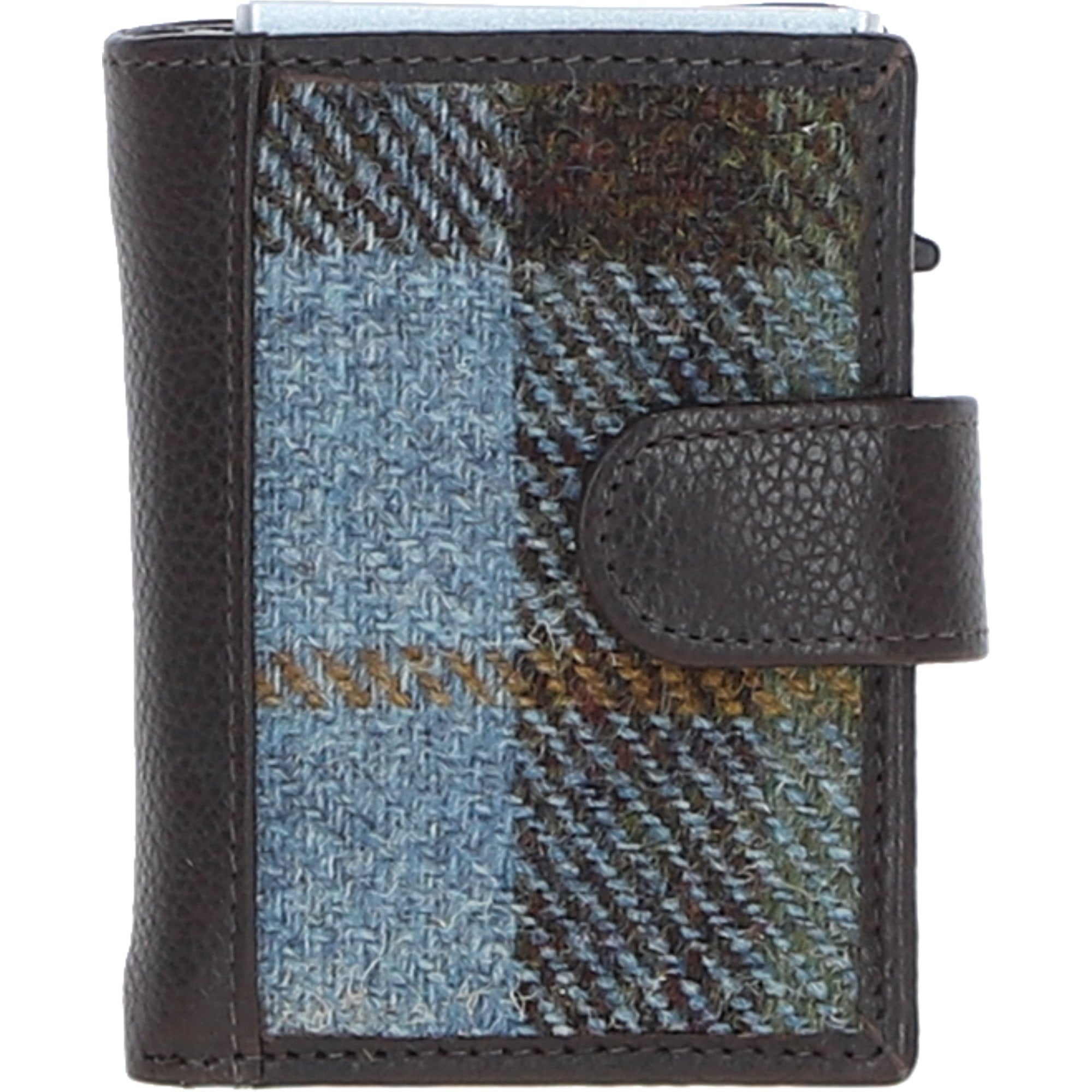 Ashwood Leather & Harris Tweed® Cloth RFID Secure Wallet Brown/Mcload: TW-16-01-BM