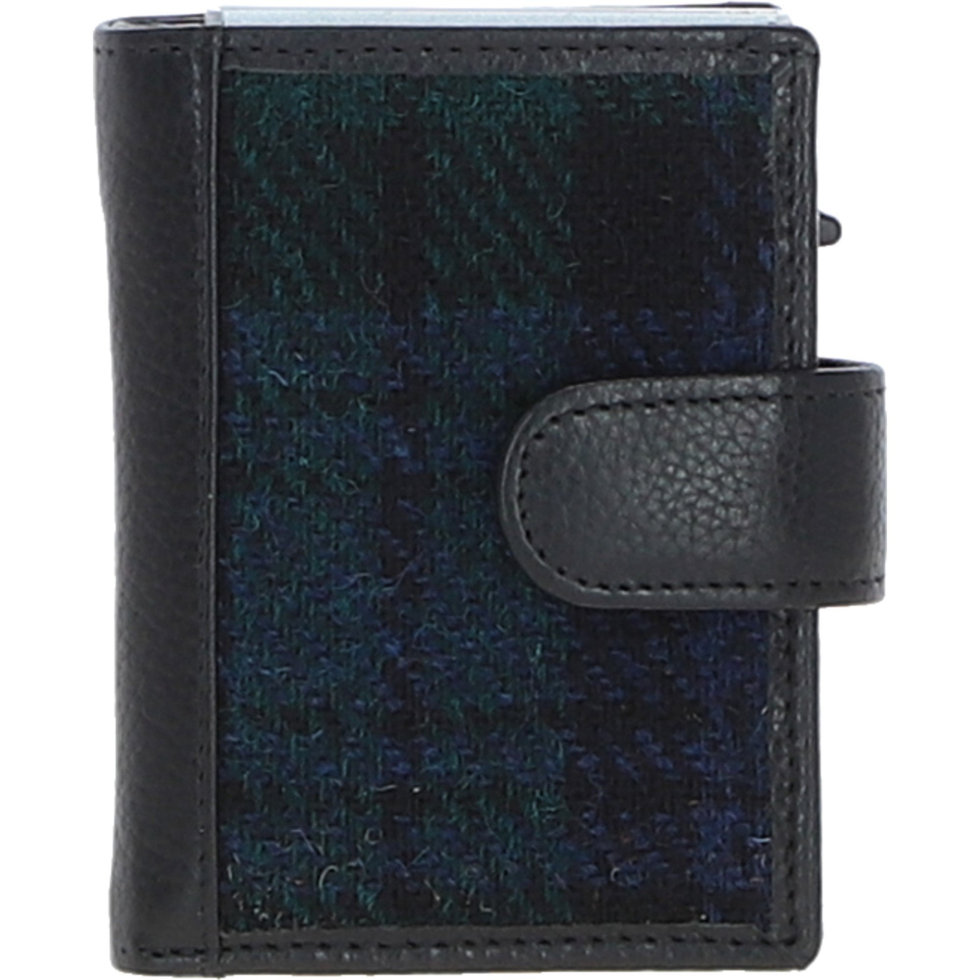 Ashwood Leather & Harris Tweed® Cloth RFID Secure Wallet Black/Watch: TW-16-03-BW