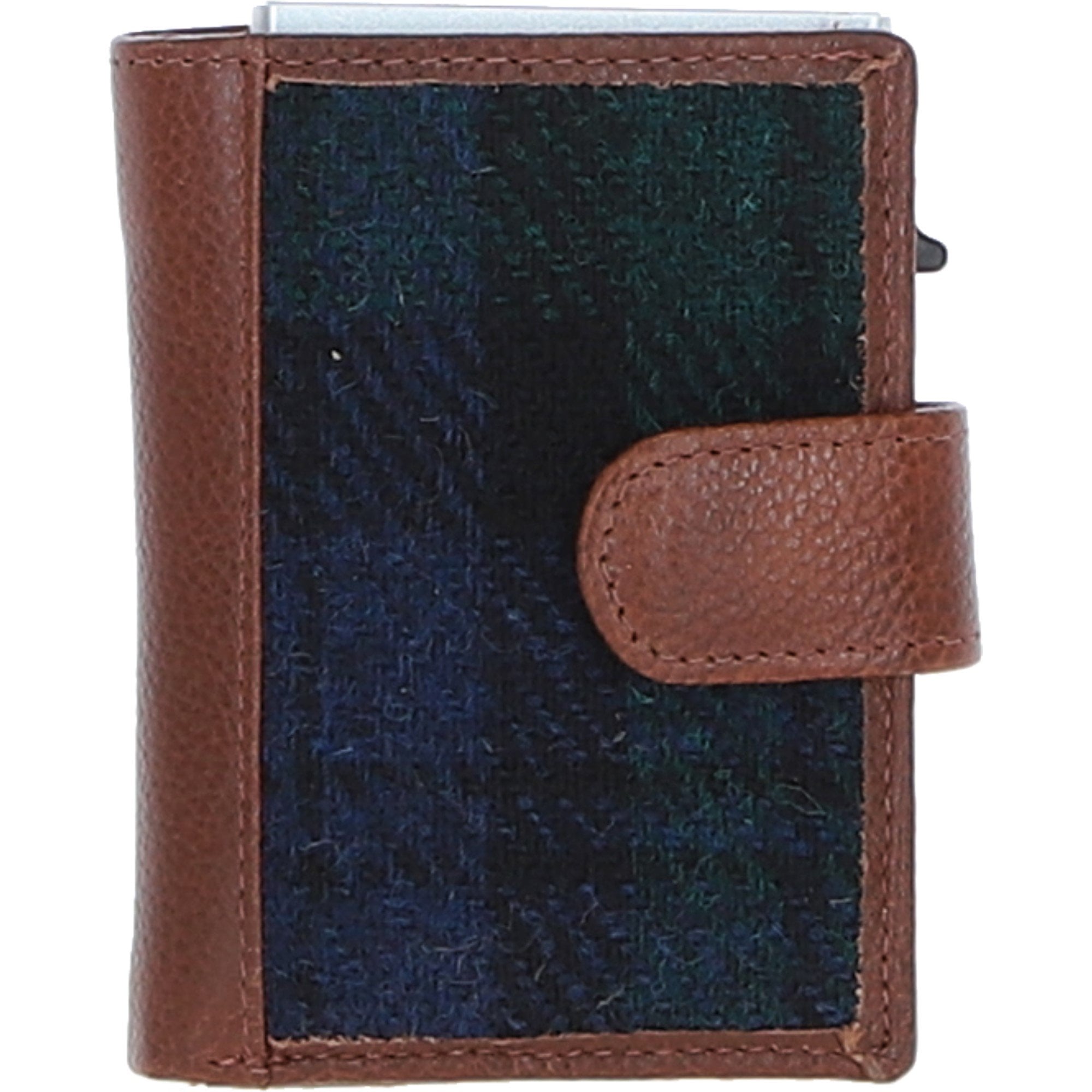 Ashwood Leather & Harris Tweed® Cloth RFID Secure Wallet Tan/Watch: TW-16-04-TW