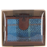 Ashwood Leather & Harris Tweed® Cloth RFID Secure Wallet Tan/LT Blue: TW-16-05-TB