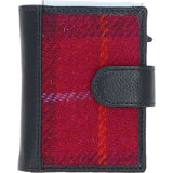 Ashwood Leather & Harris Tweed® Cloth RFID Secure Wallet Navy/Pink: TW-16-06-NP