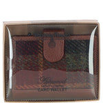 Ashwood Leather & Harris Tweed® Cloth RFID Secure Wallet Tan/Green/Red: TW-16-08-TR