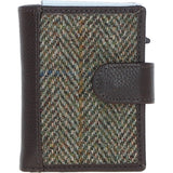 Ashwood Leather & Harris Tweed® Cloth RFID Secure Wallet Brown/Green: TW-16-09-BG