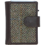 Ashwood Leather & Harris Tweed® Cloth RFID Secure Wallet Brown/Green: TW-16-09-BG