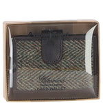 Ashwood Leather & Harris Tweed® Cloth RFID Secure Wallet Brown/Green: TW-16-09-BG