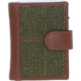 Ashwood Leather & Tweed RFID Secure Wallet Tan/Green Check: TW-16-010-TGNH
