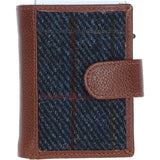 Ashwood Leather & Harris Tweed® Cloth RFID Secure Wallet Tan/Navy: TW-16-011-TN
