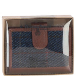 Ashwood Leather & Harris Tweed® Cloth RFID Secure Wallet Tan/Navy: TW-16-011-TN
