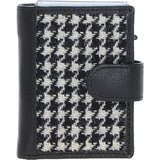 Ashwood Leather & Harris Tweed® Cloth RFID Secure Wallet Black/White: TW-16-012-BW