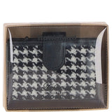 Ashwood Leather & Harris Tweed® Cloth RFID Secure Wallet Black/White: TW-16-012-BW
