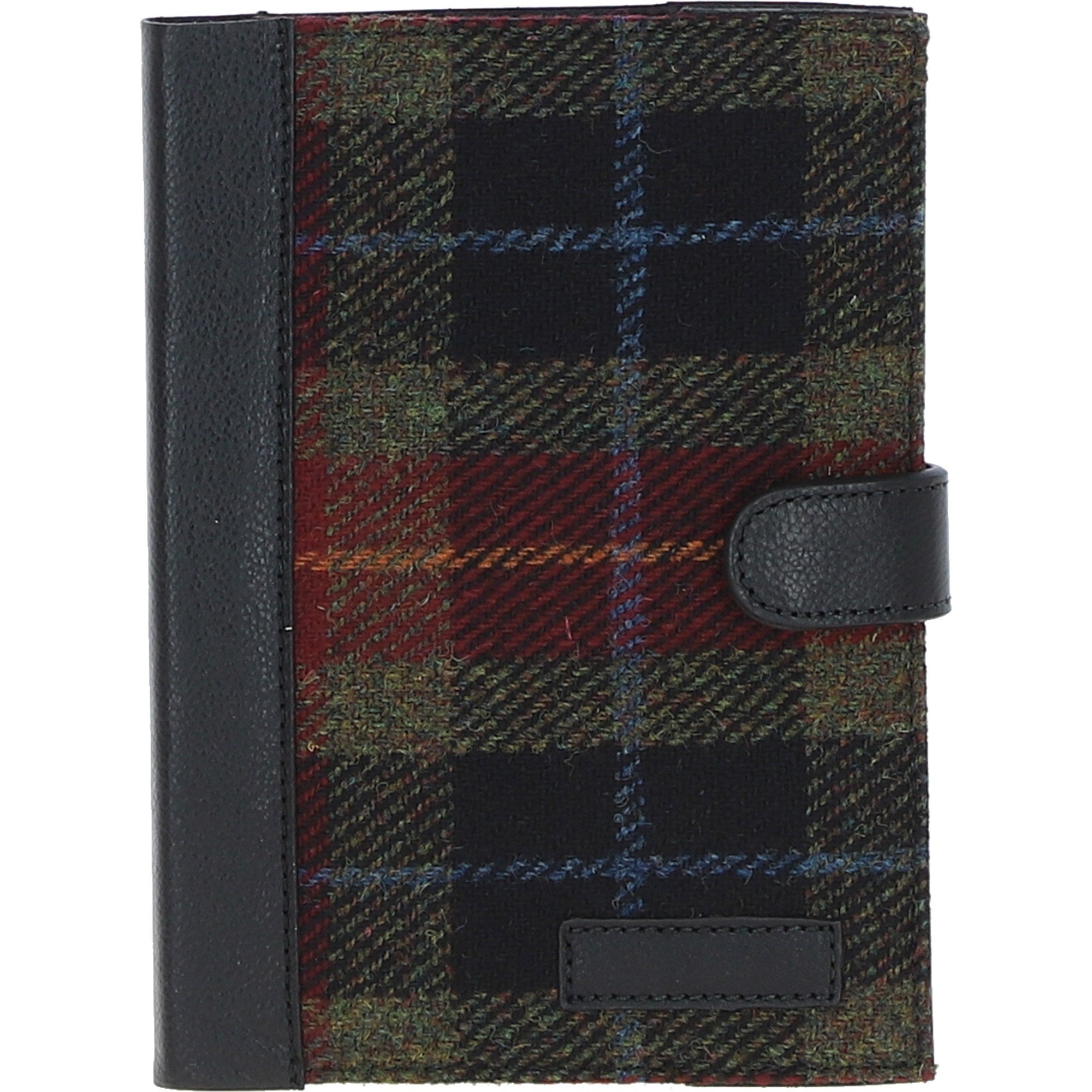 Ashwood Leather & Harris Tweed® Cloth A5 Notebook Black/Green/Red: TW-19-07-BR