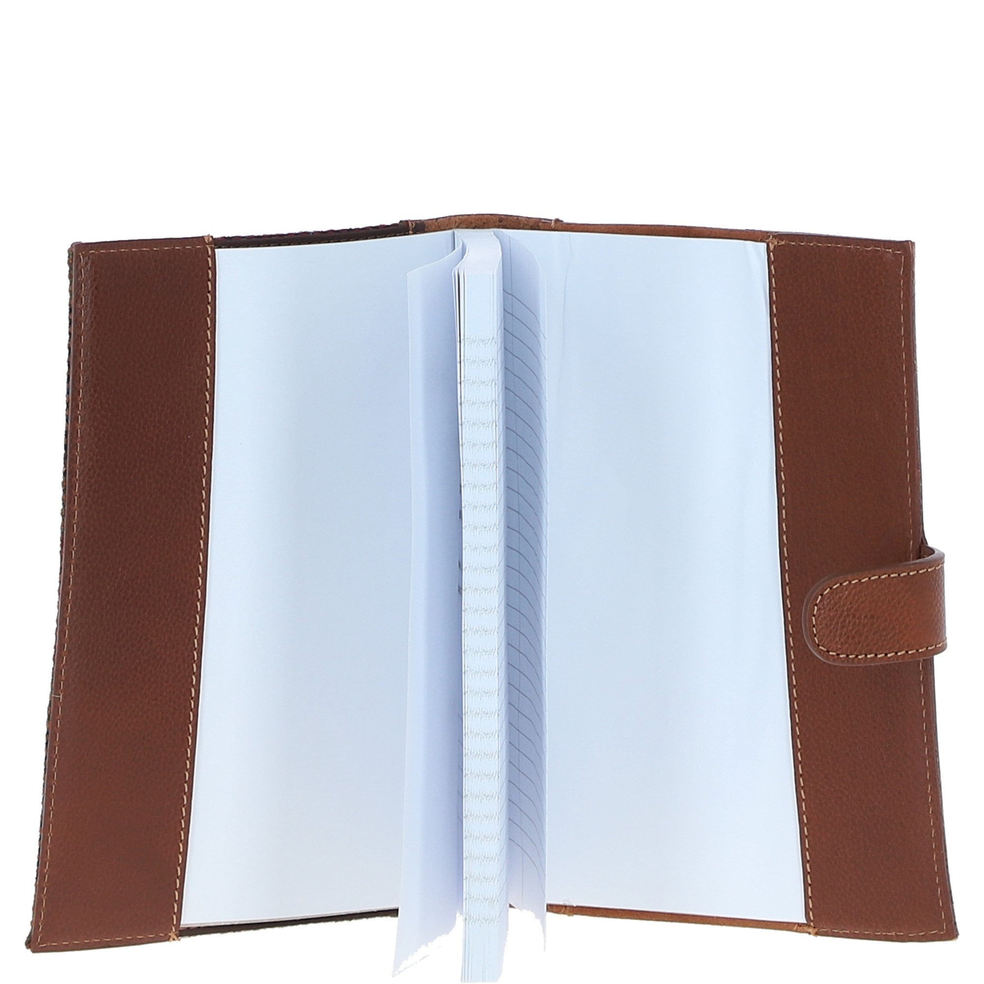 Ashwood Leather & Harris Tweed® Cloth A5 Notebook Tan/Green/Red: TW-19-08-TR