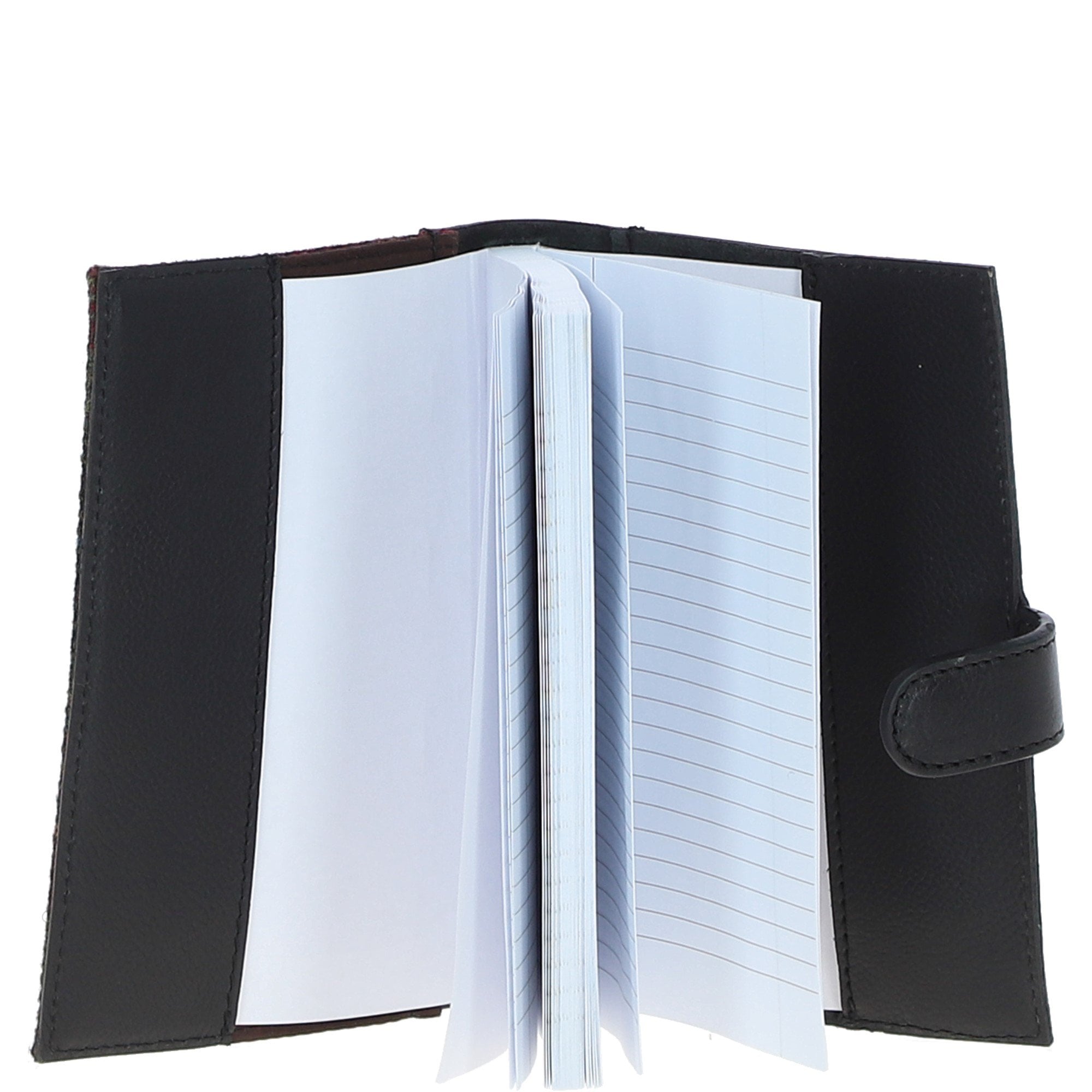 Ashwood Leather & Harris Tweed® Cloth A6 Notebook Black/Green/Red: TW-18-07-BR