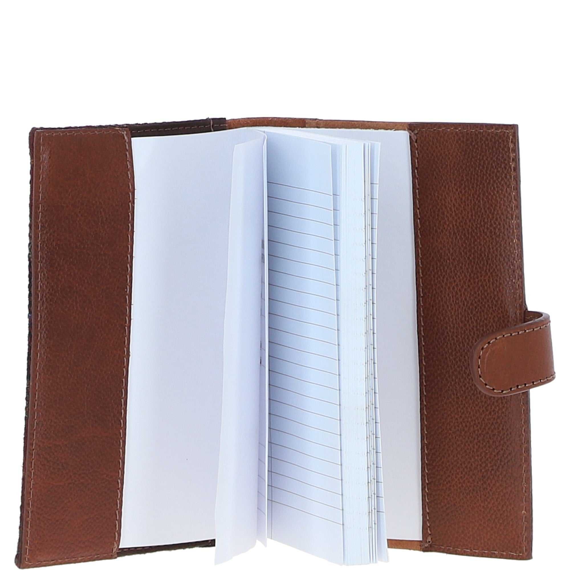 Ashwood Leather & Harris Tweed® Cloth A6 Notebook Tan/Green/Red: TW-18-08-TR