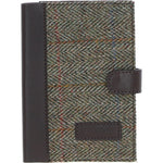 Ashwood Leather & Harris Tweed® Cloth A6 Notebook Brown/Green: TW-18-09-BG