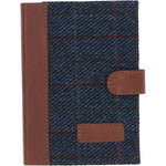 Ashwood Leather & Harris Tweed® Cloth A6 Notebook Tan/Navy: TW-18-011-TN