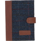 Ashwood Leather & Harris Tweed® Cloth A6 Notebook Tan/Navy: TW-18-011-TN