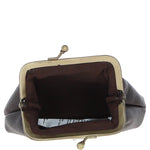 Ashwood Leather & Harris Tweed® Cloth Classic Kiss-Lock Purse Brown/Mcload: TW-13-01-BM