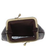 Ashwood Leather & Harris Tweed® Cloth Classic Kiss-Lock Purse Brown/Mcload: TW-13-01-BM