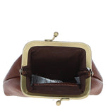 Ashwood Leather & Harris Tweed® Cloth Classic kiss-lock Purse Tan/Mcload: TW-13-02-TM