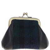 Ashwood Leather & Harris Tweed® Cloth Classic kiss-lock Purse Black/Watch: TW-13-03-BW