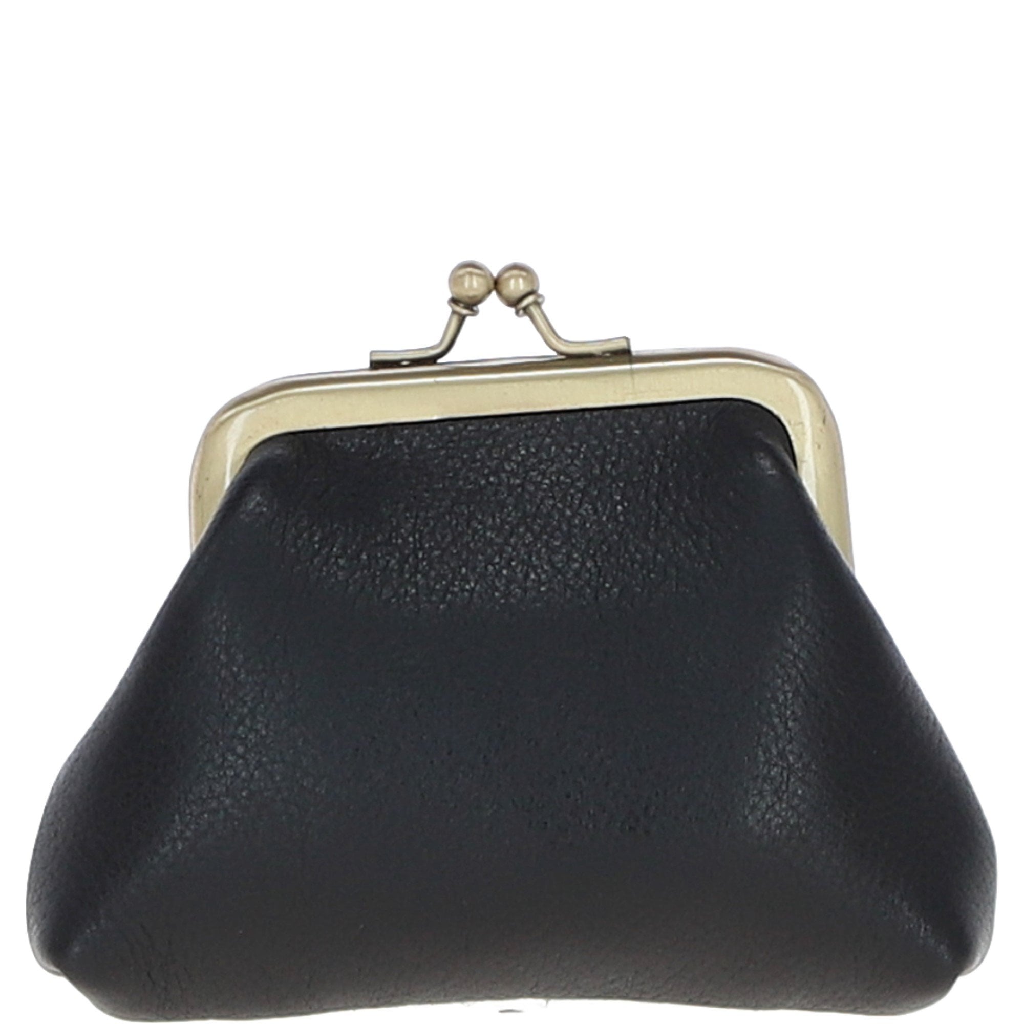 Ashwood Leather & Harris Tweed® Cloth Classic kiss-lock Purse Black/Watch: TW-13-03-BW