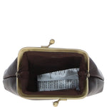 Ashwood Leather & Harris Tweed® Cloth Classic kiss-lock Purse Brown/Green: TW-13-09-BG