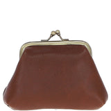 Ashwood Leather & Harris Tweed® Cloth Classic kiss-lock Purse Tan/Navy: TW-13-011-TN