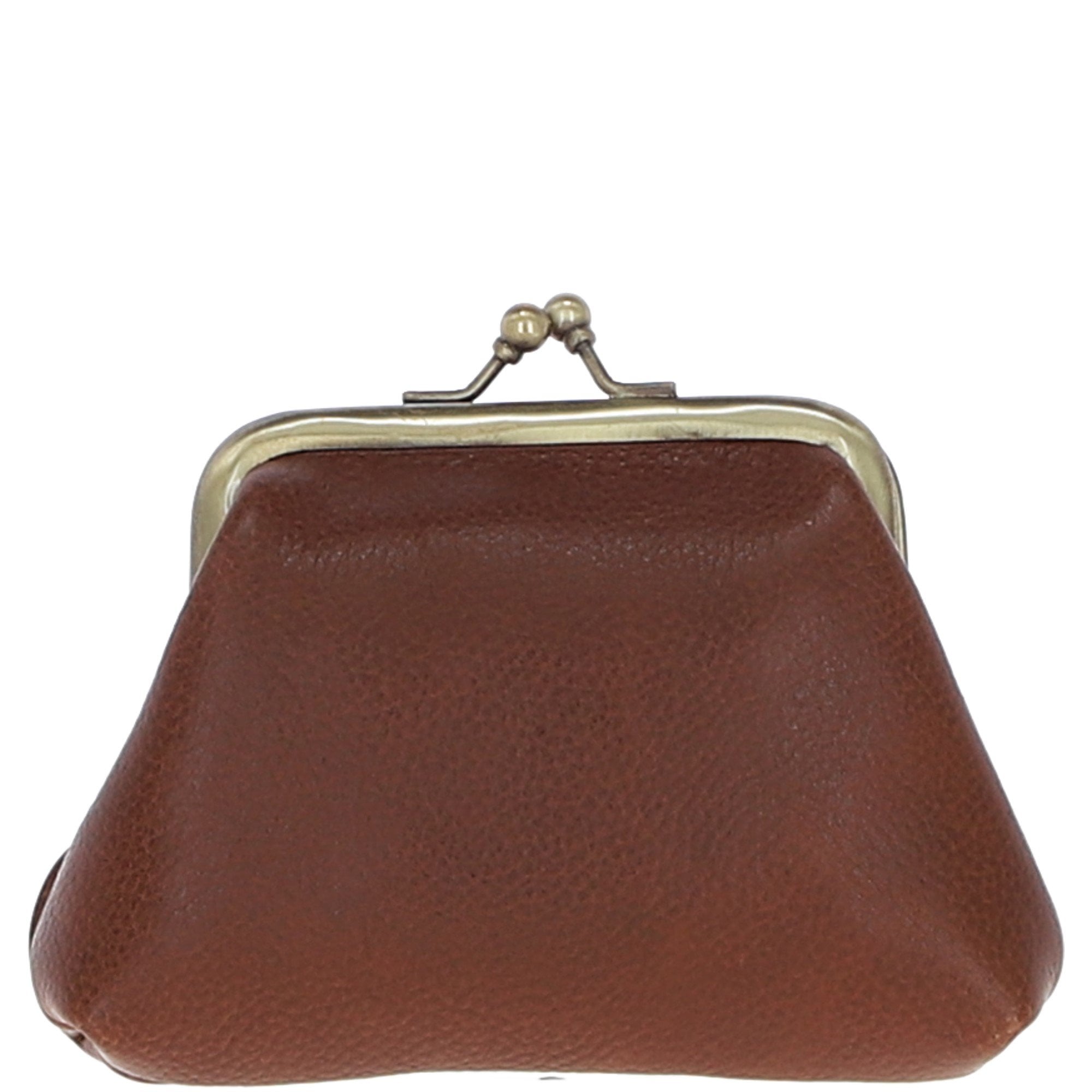 Ashwood Leather & Harris Tweed® Cloth Classic kiss-lock Purse Tan/Navy: TW-13-011-TN