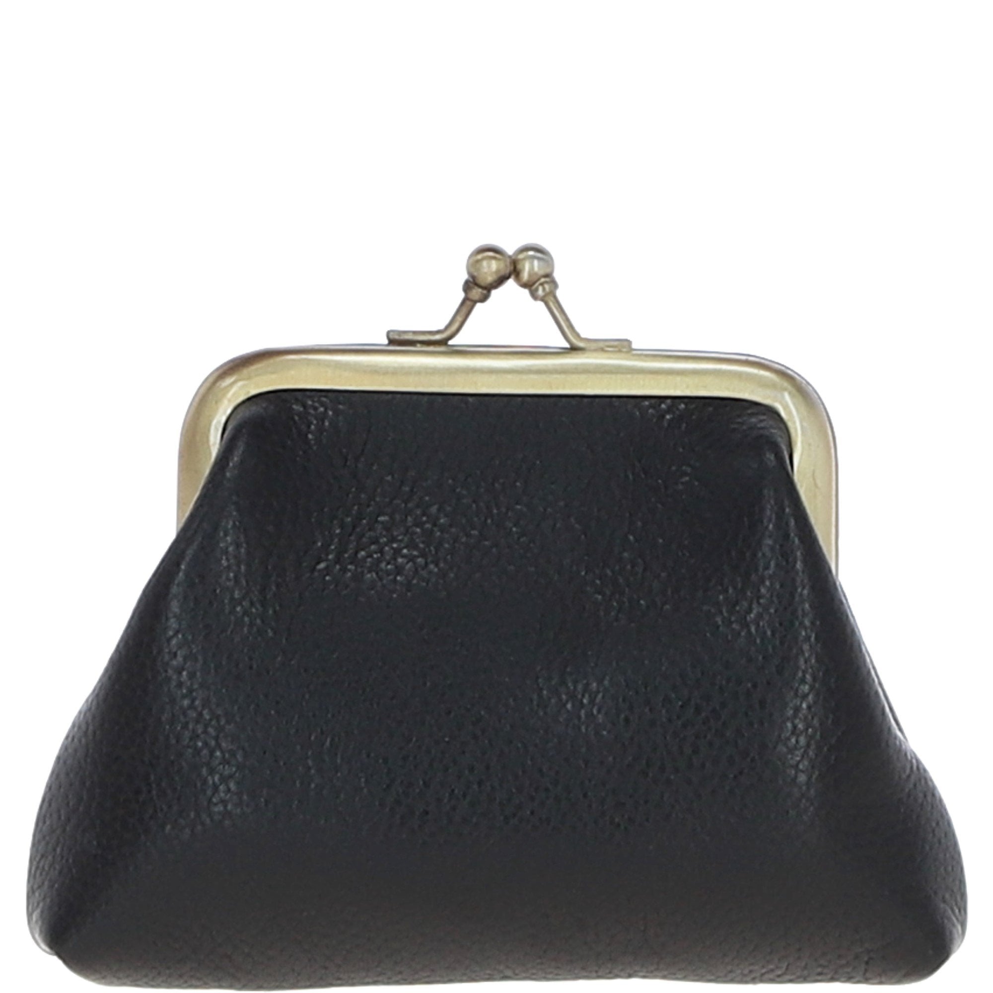 Ashwood Leather & Harris Tweed® Cloth Classic kiss-lock Purse Black/White: TW-13-012-BW