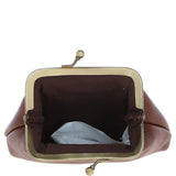 Ashwood Leather & Harris Tweed® Cloth Classic kiss-lock Purse Tan/Watch: TW-13-04-TW