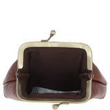 Ashwood Leather & Harris Tweed® Cloth Classic kiss-lock Purse Tan/LT Blue: TW-13-05-TB