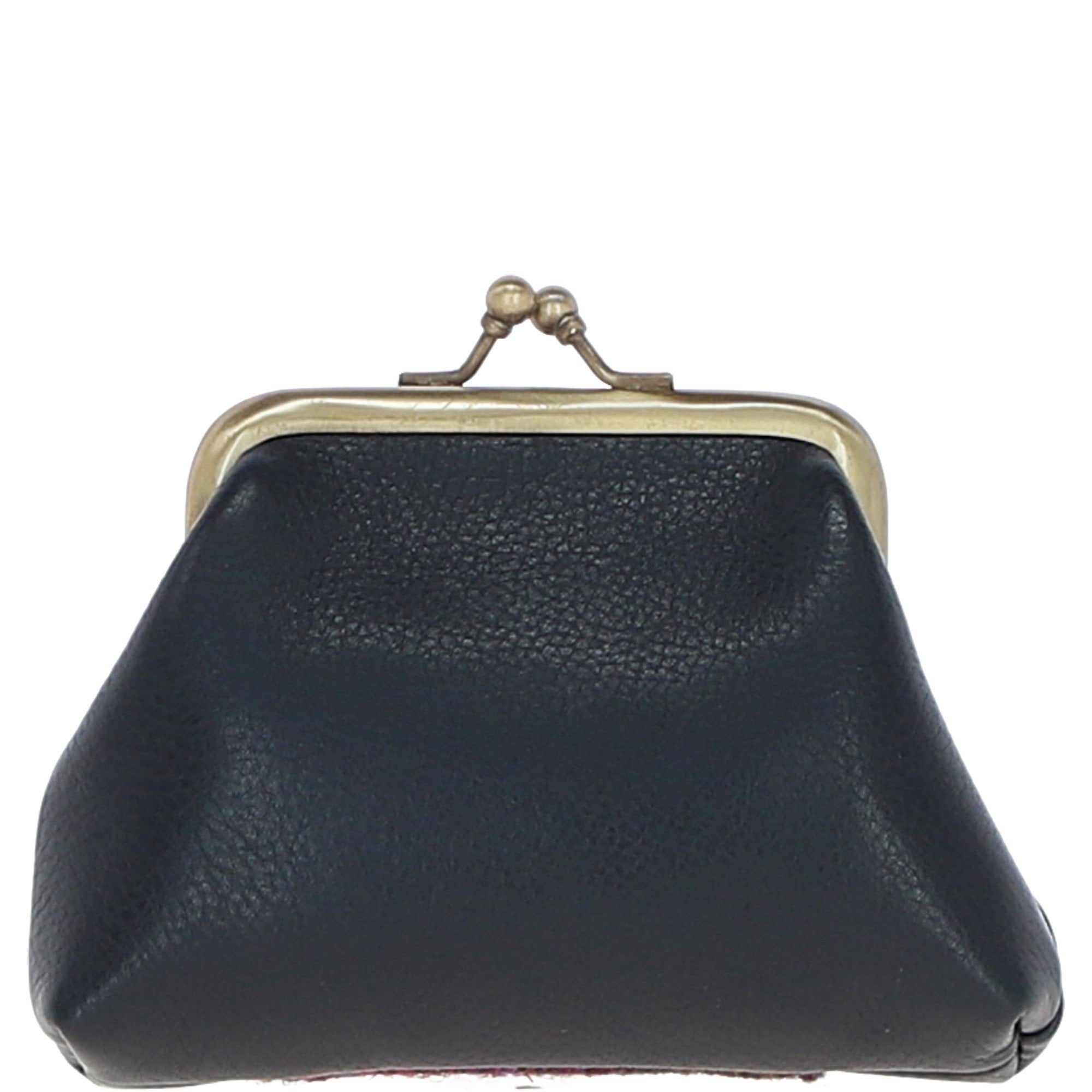 Ashwood Leather & Harris Tweed® Cloth Classic kiss-lock Purse Navy/Pink: TW-13-06-NP
