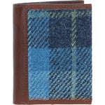 Versatile Ashwood Leather & Harris Tweed® Cloth RFID Secure Wallet Tan/LT Blue: TW-17-05-TB
