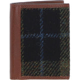 Versatile Ashwood Leather & Harris Tweed® Cloth RFID Secure Wallet Tan/Green/Red: TW-17-08-TR