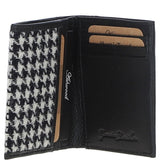 Versatile Ashwood Leather & Harris Tweed® Cloth RFID Secure Wallet Black/White: TW-17-012-BW
