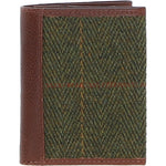 Versatile Ashwood Leather & Tweed RFID Secure Wallet Tan/Green Check: TW-17-010-TGNH