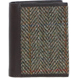 Versatile Ashwood Leather & Harris Tweed® Cloth RFID Secure Wallet Brown/Green: TW-17-09-BG