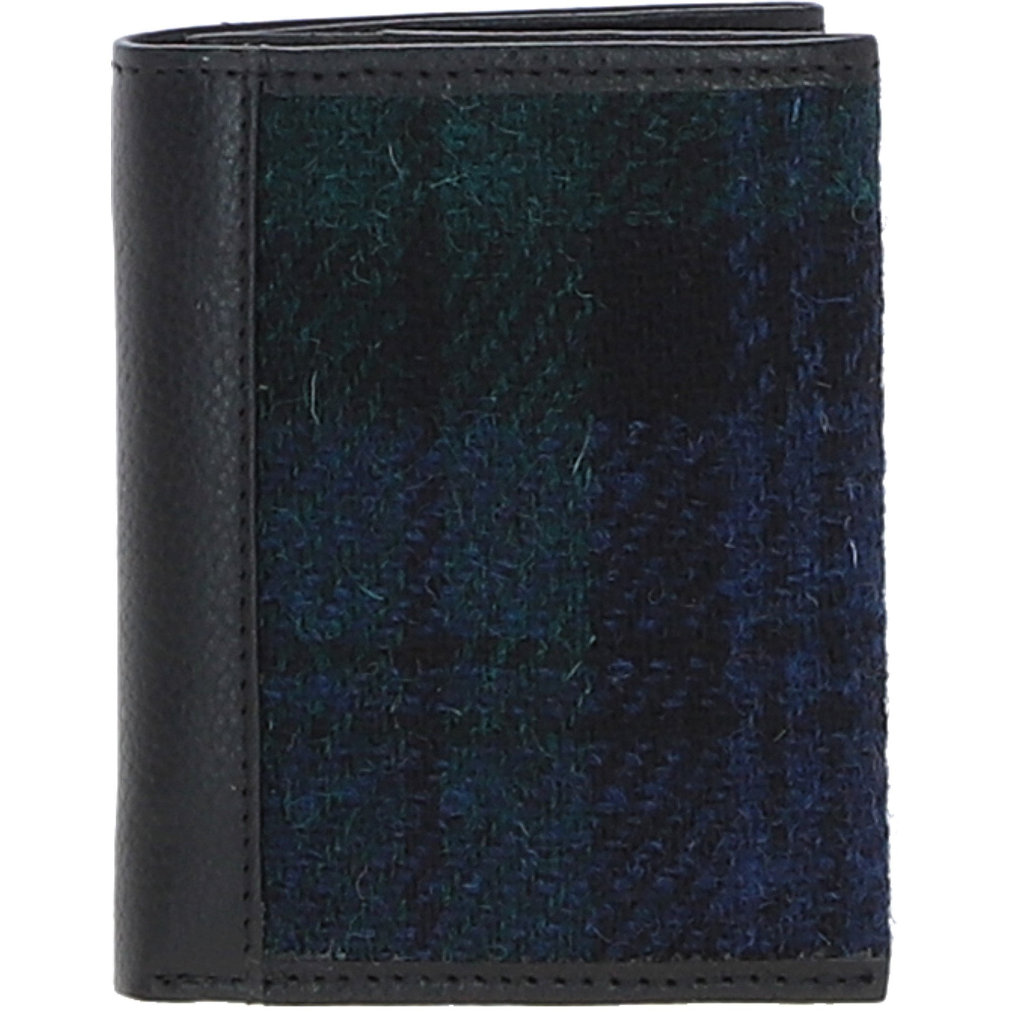 Versatile Ashwood Leather & Harris Tweed® Cloth RFID Secure Wallet Black/Watch: TW-17-03-BW