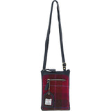 Authentic Ashwood Leather & Harris Tweed® Cloth Crossbody Bag Navy/Pink: TW-29-06-NP