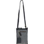 Authentic Ashwood Leather & Harris Tweed® Cloth Crossbody Bag Black/White: TW-29-012-BW