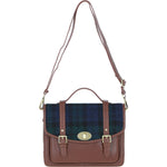 Ashwood Leather & Harris Tweed® Cloth Large Satchel Bag with Twist Lock Tan/Watch: TW-35-04-TW