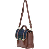 Ashwood Leather & Harris Tweed® Cloth Large Satchel Bag with Twist Lock Tan/Watch: TW-35-04-TW
