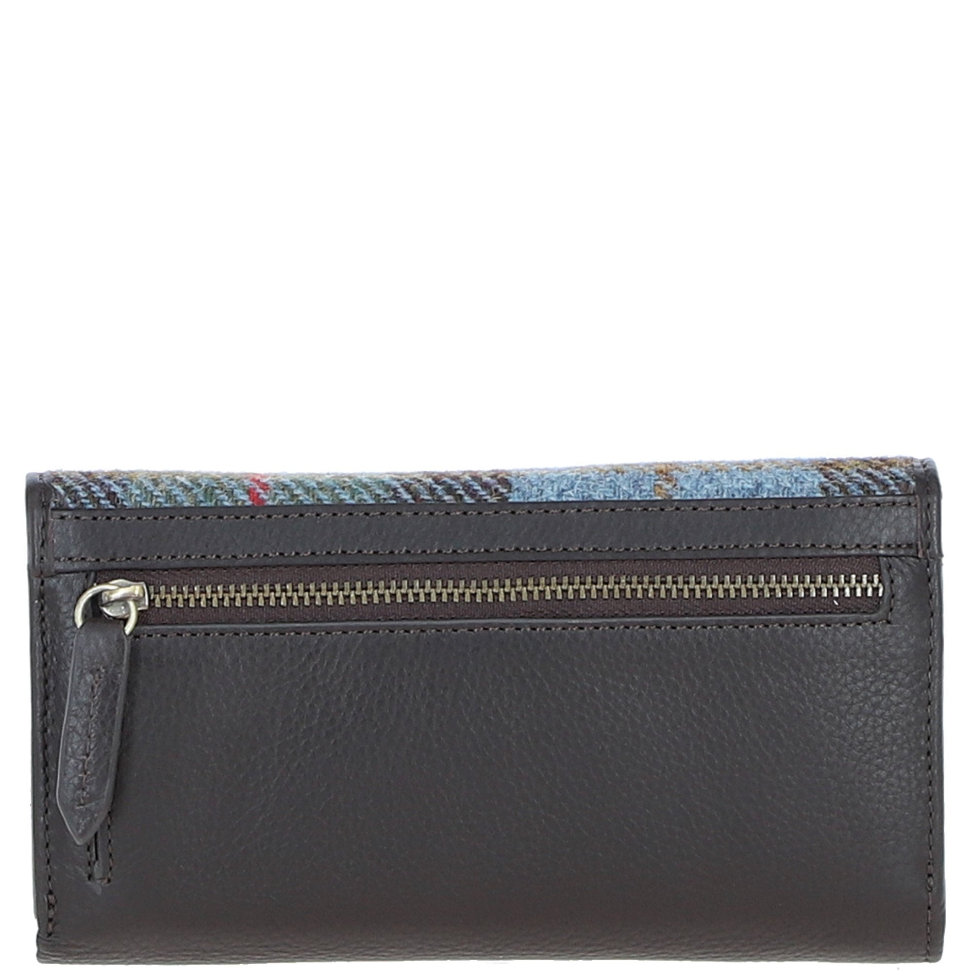 Exquisite Ashwood Leather & Harris Tweed® Cloth Twist-Lock Purse Brown/Mcload: TW-11-01-BM