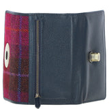 Exquisite Ashwood Leather & Harris Tweed® Cloth Twist-Lock Purse Navy/Pink: TW-11-06-NP