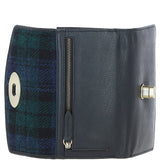 Exquisite Ashwood Leather & Harris Tweed® Cloth Twist-Lock Purse Black/Watch: TW-11-03-BW