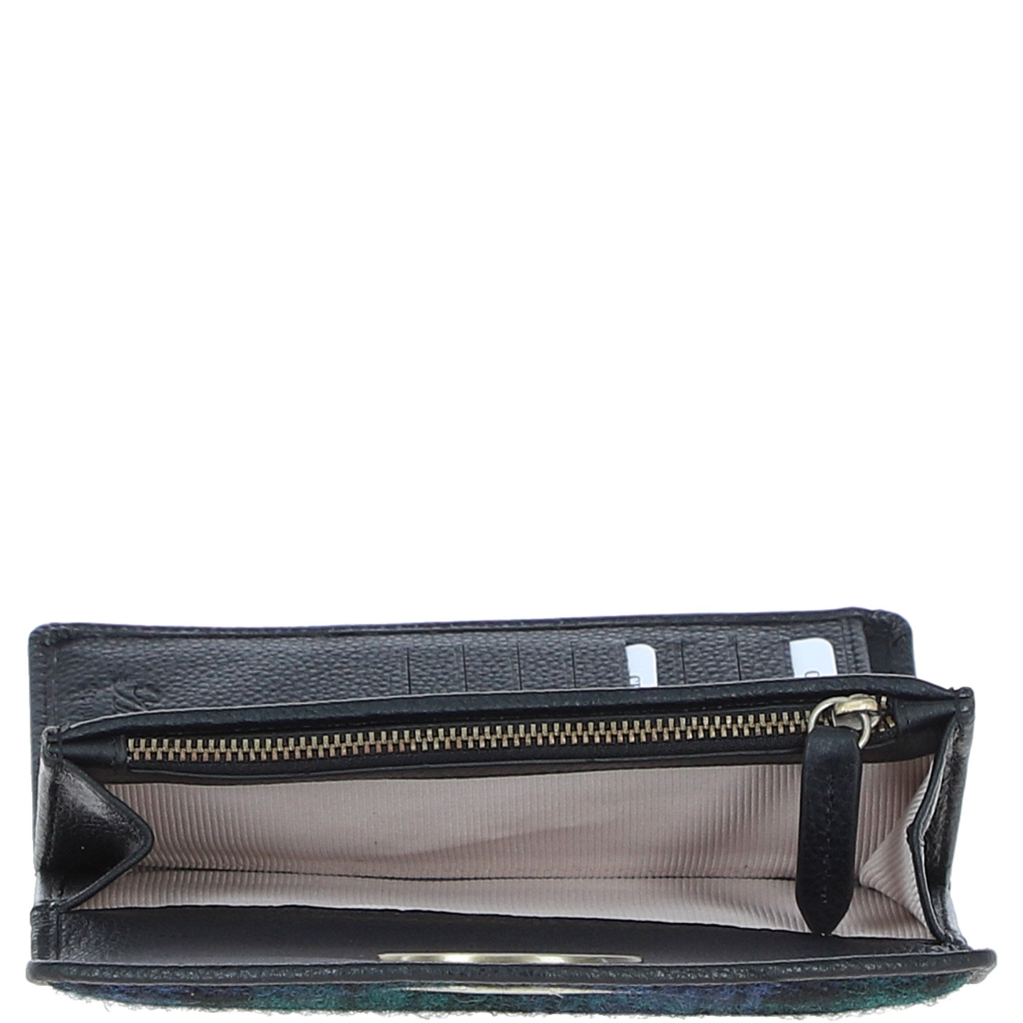 Exquisite Ashwood Leather & Harris Tweed® Cloth Twist-Lock Purse Black/Watch: TW-11-03-BW