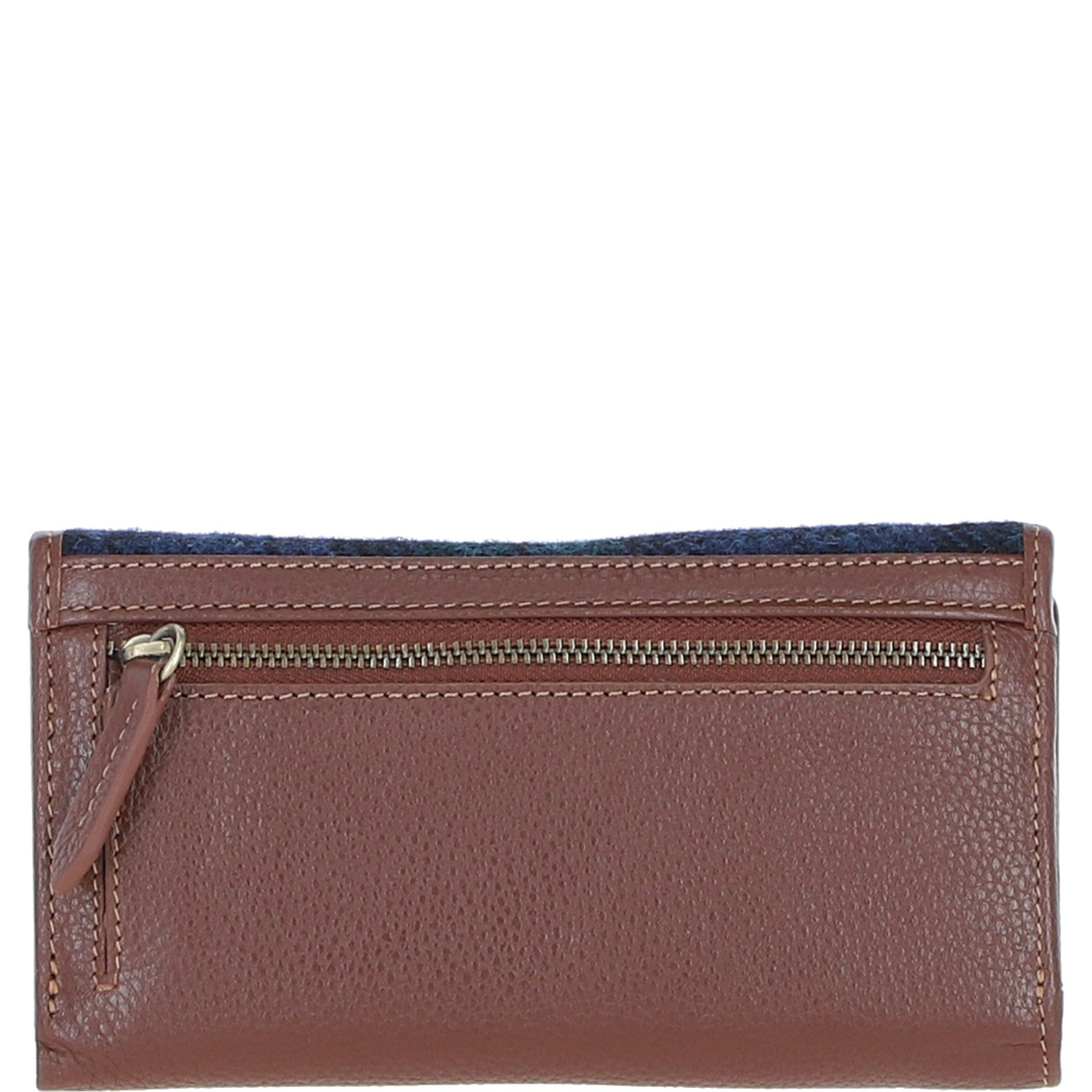 Exquisite Ashwood Leather & Harris Tweed® Cloth Twist-Lock Purse Tan/Watch: TW-11-04-TW